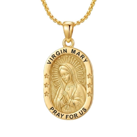 14K Gold  Plated Patron Saint Pendant Necklace Catholic Saints Religious Protective Jewelry Gift