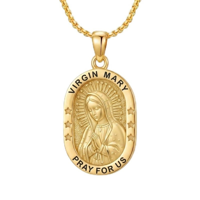 14K Gold  Plated Patron Saint Pendant Necklace Catholic Saints Religious Protective Jewelry Gift