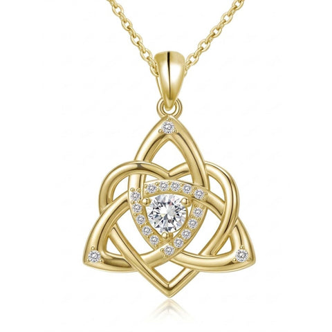 14K Gold Plated Celtic Knot Pendant Necklace Irish Jewelry Gift for Her