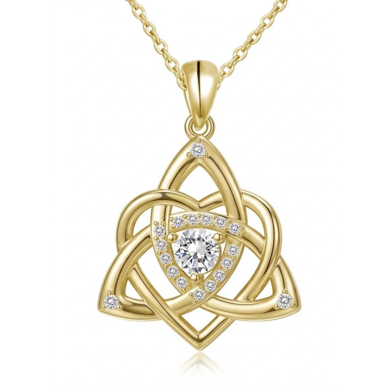 14K Gold Plated Celtic Knot Pendant Necklace Irish Jewelry Gift for Her