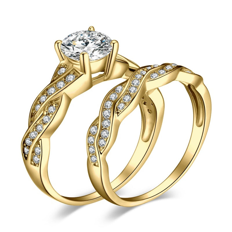 14K Gold Plated  1.5CT Cubic Zirconia  Wedding Bands Engagement Rings Promise Rings for Her