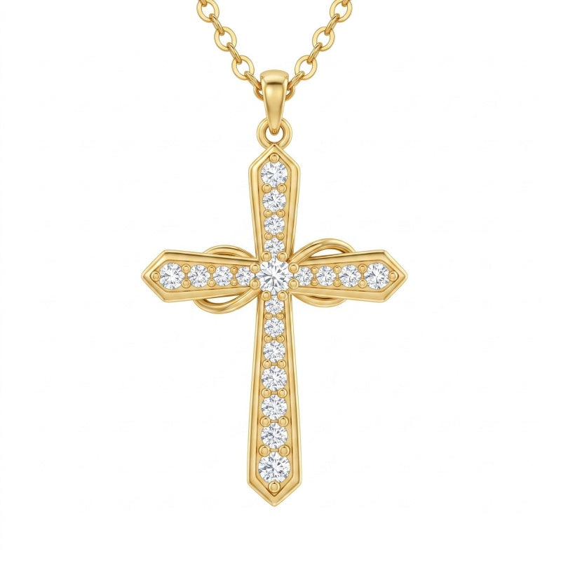 10K 14K 18K Gold Cross Pendant Necklace Religious Jewelry Gifts for Men and Women