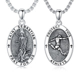 Sterling Silver Amulet Medal  St Sebastian Saint Christopher Viking Deer Pendant Necklace