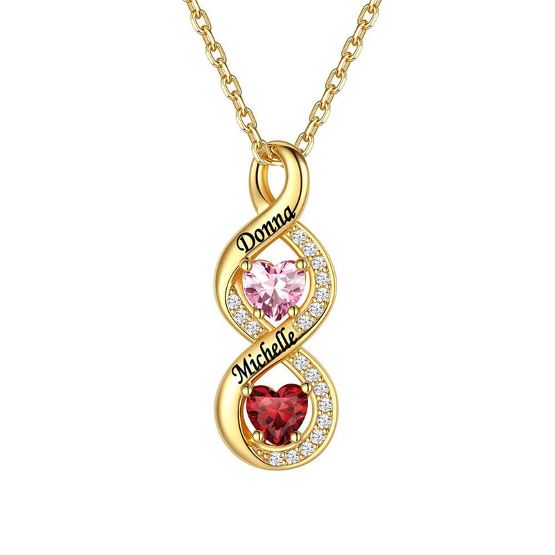Sterling Silver Personalized  Birthstone Infinity Necklace for Women
