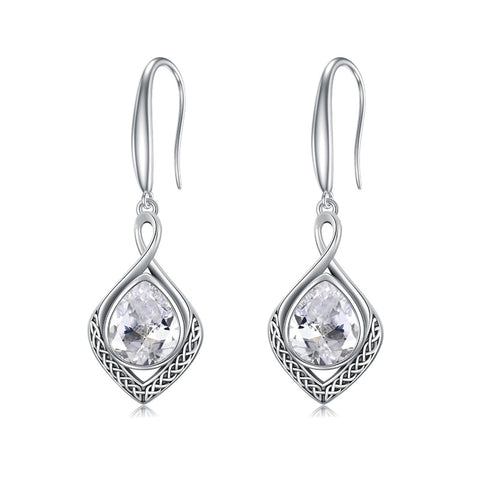 Sterling Silver Birthstone Celtic Knot  Infinity Earrings Christmas Jewelry