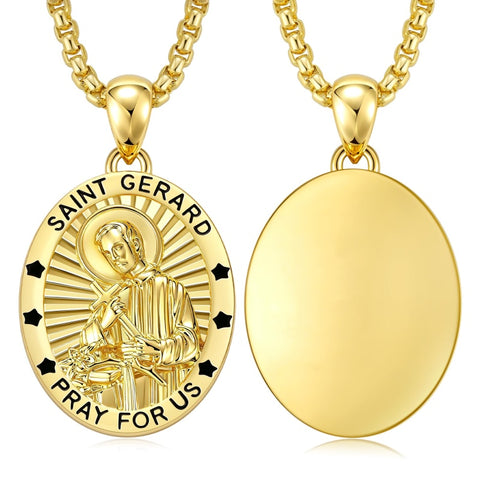 Patron Saint Medals Protection  14K Gold Plated Necklace for Men