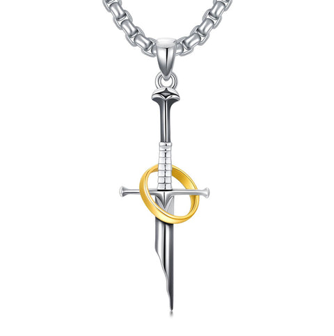 Sterling Silver Medieval Sword Dagger Pendant Necklace