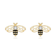 14K Yellow Gold Honey Bee Stud Earrings