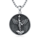 Sterling Silver Crown of Thorns Jesus St Benedict St Michael Pendant Necklace