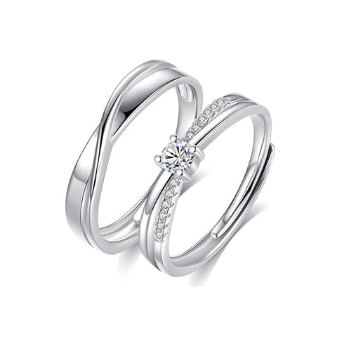 Copper Cubic Zirconia Cross  Adjustable Couple Rings