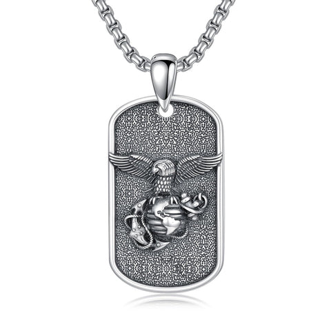 Sterling Silver Marines Cross Pendant Necklace for Men