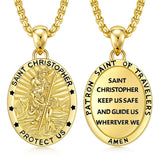 Patron Saint Medals Protection  14K Gold Plated Necklace for Men