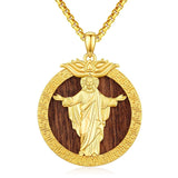Christian Religious Medal Amulet 14K Gold Plated Pendant  Necklace