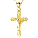 14K Gold Plated Cross Pendant Necklace for Women