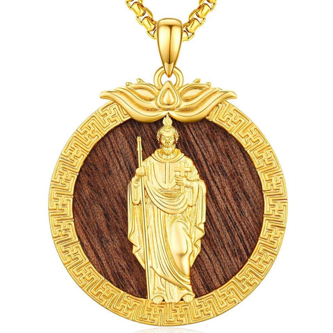 Christian Religious Medal Amulet 14K Gold Plated Pendant  Necklace