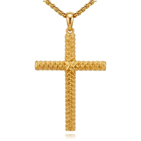14K Plated Gold Cross Pendant Crucifix Necklace Christian Jewelry Baptism Religious Faith
