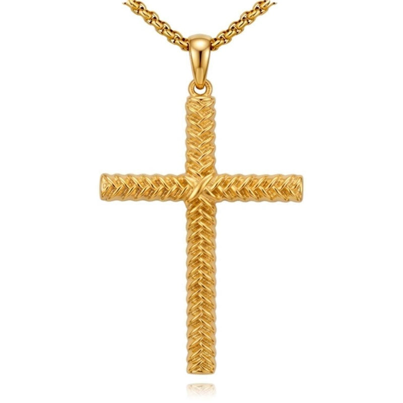14K Plated Gold Cross Pendant Crucifix Necklace Christian Jewelry Baptism Religious Faith