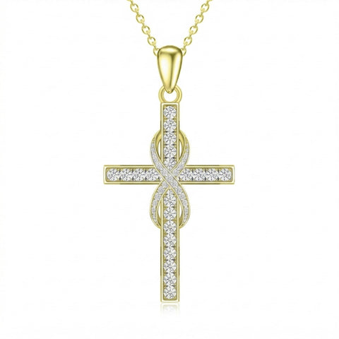 14K Gold Plated Cross Necklace for Women