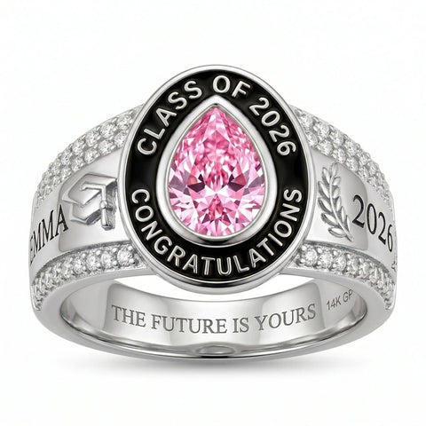 Sterling Silver Birthstone Graduation Class Ring for Women