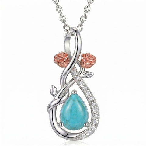 Sterling Silver Teardrop Gemstone Rose Butterfly Infinity Heart Necklace for Women