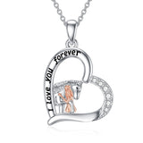 Sterling Silver Horse and Girl Pendant Necklace