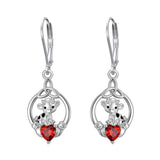 Sterling Silver Heart-Shaped Cubic Zircon Otter Cow Raccoon Leverback Earrings