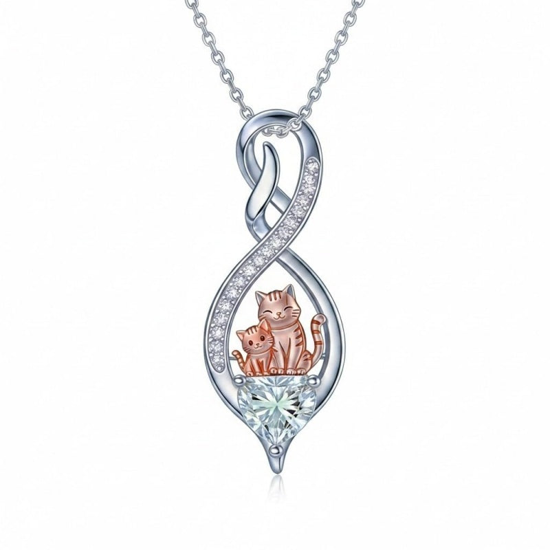 Sterling Silver 12 Month Birthstone Infinity Heart Animal Pendant Necklace Christmas Birthday Jewelry Gift