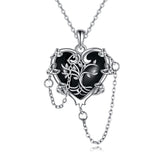 Sterling Silver Gothic Witches Heart Pendant Necklace