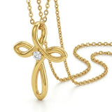 14K Gold Plated Cubic Zircon Infinity  Cross Necklace for Women Faith Jewelry