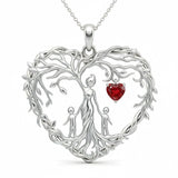 Sterling Silver Heart Pendant Birthstone Tree of Life Mother Child Family Necklace