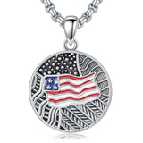 Sterling Silver American Flag Football Basketball Soccer Volleyball Tennis Baseball Pendant Necklace