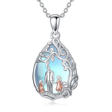 Sterling Silver Moonstone Teardrop Father Daughter Mother Daughter Pendant Necklace