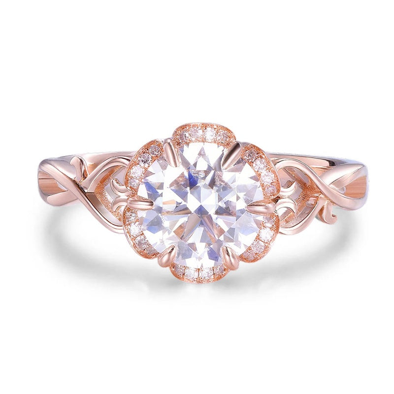 Sterling Silver 10K 14K 18K Gold Personalized Engraved 1-3 Carat Round Moissanite   Anniversary  Engagement Ring
