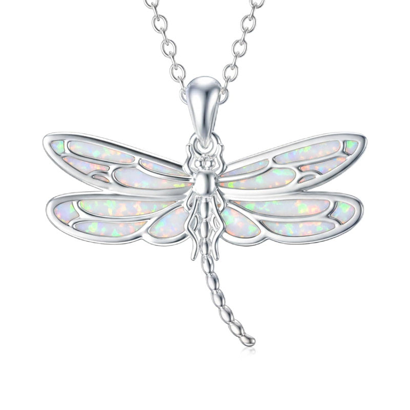 Sterling Silver Blue Dragonfly Pendant Necklace