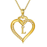 Heart Initial A-Z Pendant Necklace for 14K Gold Plated Women Initials Jewelry Gifts