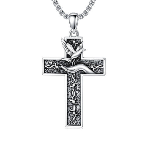 Sterling Silver Cross Pendant Necklace Christian Religious Jewelry Gifts for Anniversary