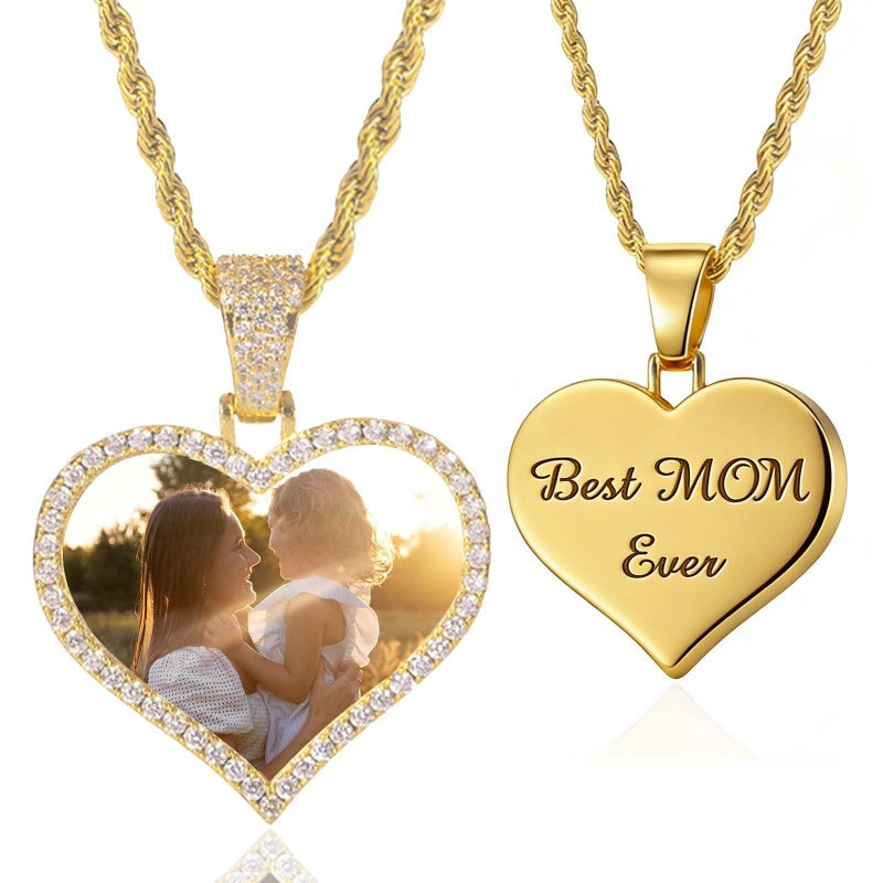 14K Gold Plated Personalized Photo Pendant Necklace Personalized Gift
