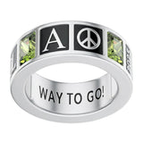 Sterling Silver 10K 14K 18K Gold Personalized Birthstone Pattern High School College Class Ring