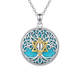 Sterling Silver Turquoise Sun and Moon AA Sobriety Celtic Knot Cross DNA Star of David Tree of Life Pendant Necklace
