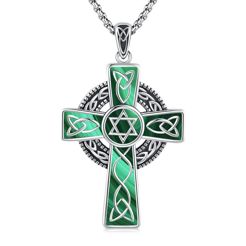 14K Gold Plated Celtic Vikin Cross Pendant Necklace Irish Jewelry Religious Protective Gift
