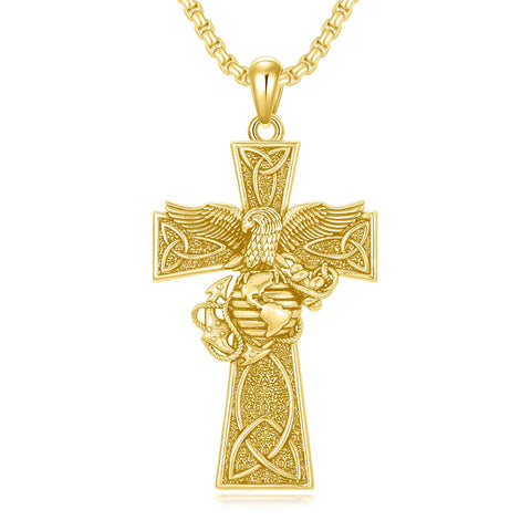 Sterling Silver Marines Cross Pendant Necklace for Men