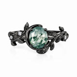 Sterling Silver 10K 14K 18K Gold 1-4CT Moss Agate Engagement Ring Promise Ring