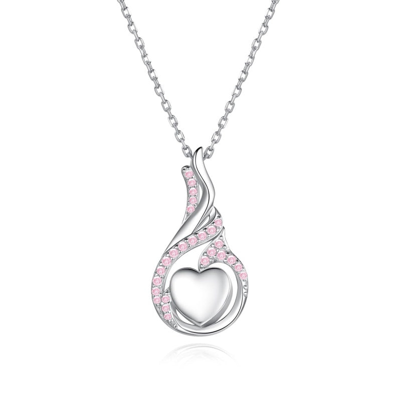 Sterling Silver Heart Shape Tear Dangle Urn Necklace for Ashes