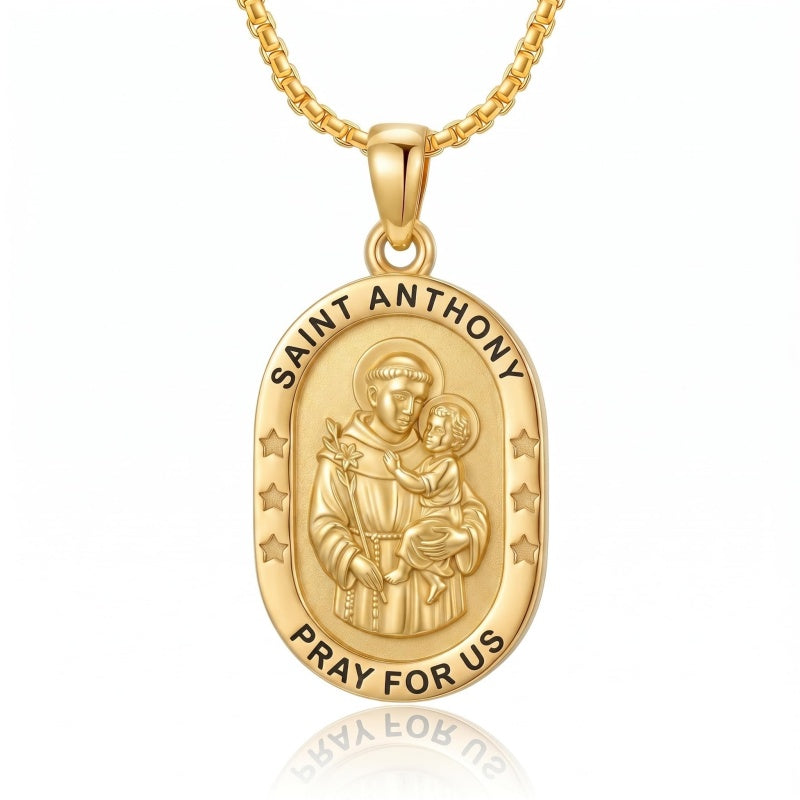 14K Gold  Plated Patron Saint Pendant Necklace Catholic Saints Religious Protective Jewelry Gift