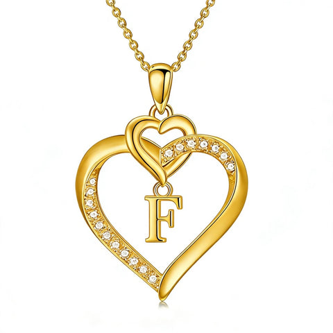Heart Initial A-Z Pendant Necklace for 14K Gold Plated Women Initials Jewelry Gifts