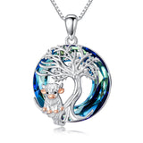 Sterling Silver Crystal Tree of Life Cardinal  Cat Hummingbird Dog Dragonfly Eagle Pendant Necklace