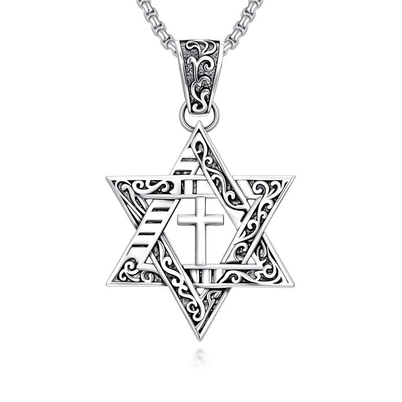 Sterling Silver Star of David Chai Cross Evil Eye Lion of Judah Menorah Tree of Life Protection Pendant Necklace