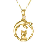 14K Yellow Gold Cat Pendant Necklace