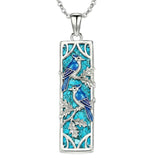 Sterling Silver Abalone Shell Bar Cardinal Bee Butterfly Hummingbird Dragonfly Phoenix Pendant Necklace for Women