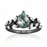 Sterling Silver 10K 14K 18K Gold 1-4CT Moss Agate Engagement Ring Promise Ring
